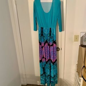 Long Maxi Dress, Empire waist, size XL, 3/4 sleeves